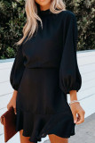 Fashion Street Adult Solid Split Joint Half A Turtleneck Long Sleeve Mini A Line Dresses