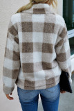 Fashion Street Adult Polyester Plaid Split Joint Buttons Mandarin Collar Outerwear