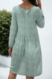 Fashion Casual Leopard Split Joint O Neck A Line Dresses