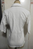 Fashion Casual Solid Split Joint Turndown Collar Tops