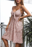 Fashion Casual Print Flounce V Neck A Line Dresses