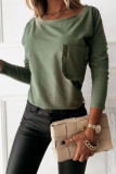 Fashion Casual Solid Split Joint O Neck Tops