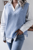 Casual Solid Basic V Neck Tops