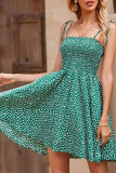 Fashion Bohemian Print Split Joint Spaghetti Strap A Line Dresses