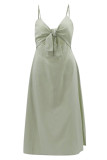 Fashion Casual Solid Hollowed Out Spaghetti Strap Princess Dresses