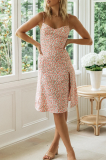Elegant Floral Split Joint Slit Strapless A Line Dresses