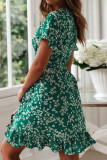 Fashion Street Print Split Joint V Neck Irregular Dresses