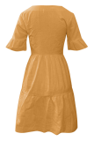 Casual Solid Split Joint Pocket V Neck A Line Dresses