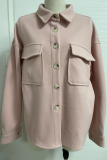 Casual Solid Pocket Buckle Turndown Collar Outerwear