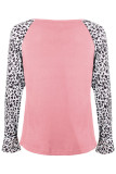 Fashion Casual Leopard Split Joint V Neck T-Shirts