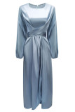 Fashion Celebrities Solid Split Joint O Neck A Line Dresses