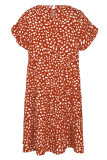 Fashion Street Print Flounce O Neck Printed Dress Dresses