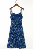 Fashion Street Print Slit Spaghetti Strap A Line Dresses