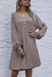 Fashion Casual Solid O Neck Long Sleeve Dress Dresses