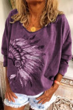 Fashion Street Print O Neck Tops