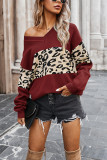 Fashion Street Leopard Split Joint V Neck Tops