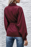 Elegant Patchwork Buckle With Belt O Neck Tops
