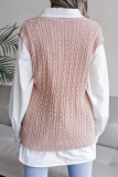 Casual Solid Hollowed Out V Neck Tops Sweater
