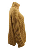 Fashion Casual Solid Split Joint Turtleneck Tops
