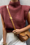 Fashion Casual Solid Split Joint Turtleneck Tops