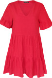 Fashion Sexy Solid Split Joint V Neck Pleated Dresses
