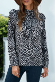 Fashion Casual Polka Dot Split Joint O Neck Tops