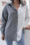 Fashion Casual Solid Split Joint Turndown Collar Tops