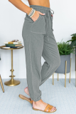 Casual Solid Split Joint Pocket Loose Mid Waist Harlan Solid Color Bottoms