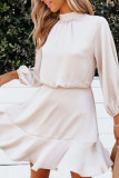 Fashion Street Adult Solid Split Joint Half A Turtleneck Long Sleeve Mini A Line Dresses