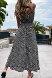 Fashion Street Print Split Joint V Neck A Line Dresses