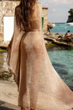 Fashion Vacation Solid Frenulum Swimwears Cover Up