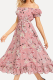 Elegant Floral Frenulum Flounce Off the Shoulder A Line Dresses
