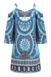 Fashion Casual Print Split Joint Spaghetti Strap A Line Dresses