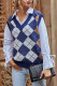 Fashion Work Plaid Split Joint V Neck Tops