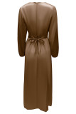 Fashion Celebrities Solid Split Joint O Neck A Line Dresses
