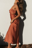 Fashion Street Solid Split Joint Backless Spaghetti Strap A Line Dresses