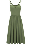 Fashion Casual Solid Split Joint Spaghetti Strap A Line Dresses