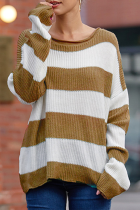 Fashion Street Color Lump Basic O Neck Tops