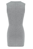Fashion Street Solid Split Joint O Neck Wrapped Skirt Dresses