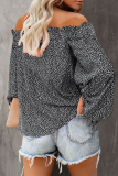 Elegant Print Split Joint Stringy Selvedge Off the Shoulder Tops