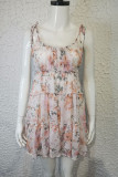 Fashion Street Print Split Joint Spaghetti Strap A Line Dresses