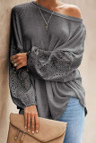 Fashion Street Solid Split Joint Oblique Collar Tops
