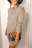 Fashion Casual Solid Split Joint O Neck Pencil Skirt Dresses