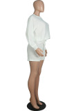 Fashion Casual Solid Split Joint O Neck Long Sleeve Two Pieces