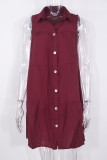 Fashion Casual Solid Split Joint Turndown Collar A Line Dresses