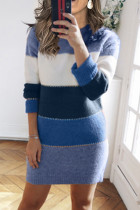 Fashion Casual Solid Split Joint O Neck A Line Dresses