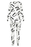 Fashion Casual Letter Oblique Collar Long Sleeve Two Pieces