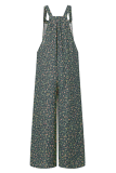 Casual Floral Split Joint Pocket Square Collar Regular Jumpsuits