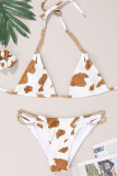 Fashion Simplicity Print Split Joint Frenulum Swimwears