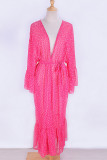 Fashion Vacation Dot Split Joint Swimwears Cover Up